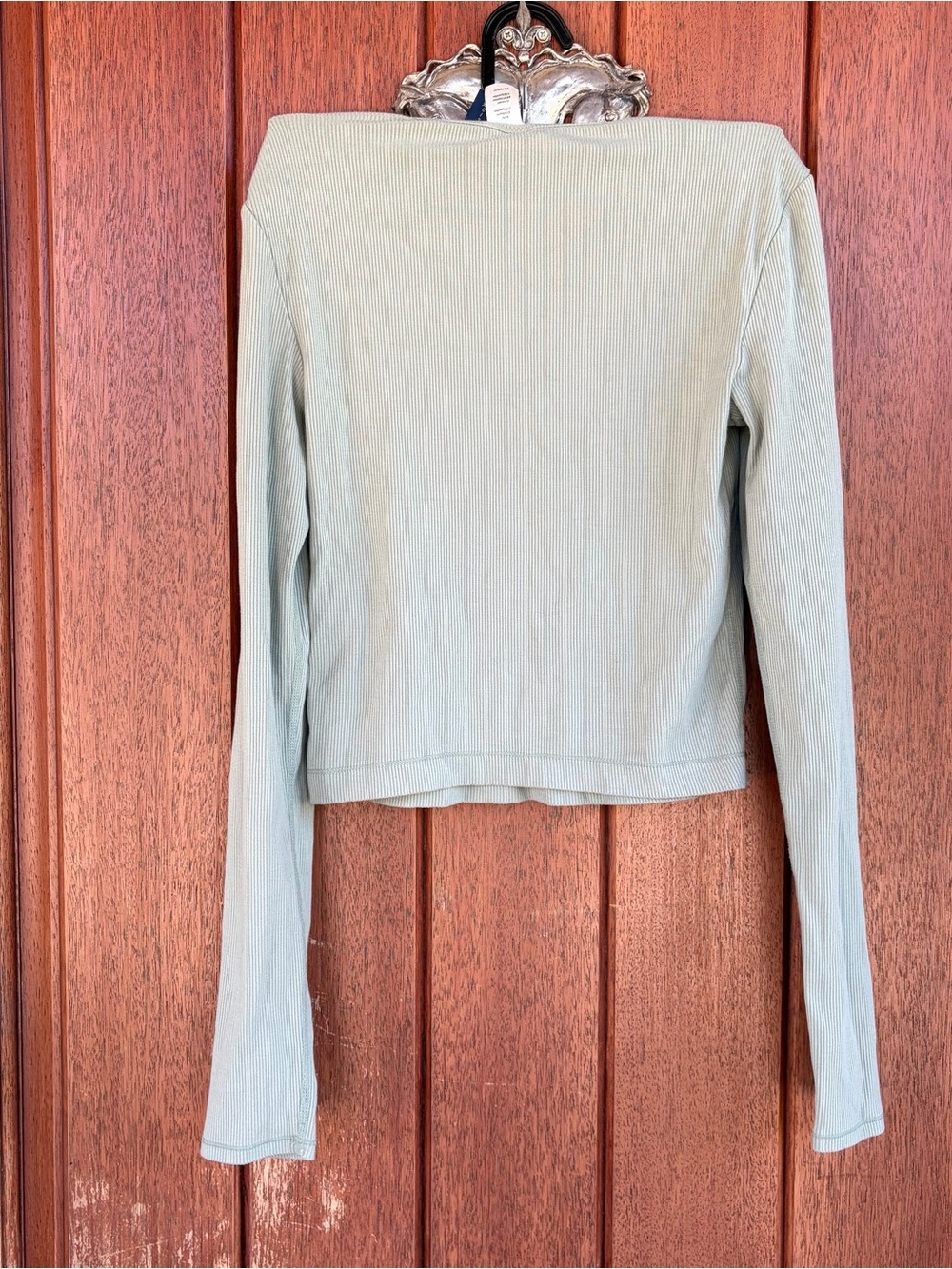 Yogalicious Ribbed Long-Sleeve Top in Sage Green - Picture 2 of 4